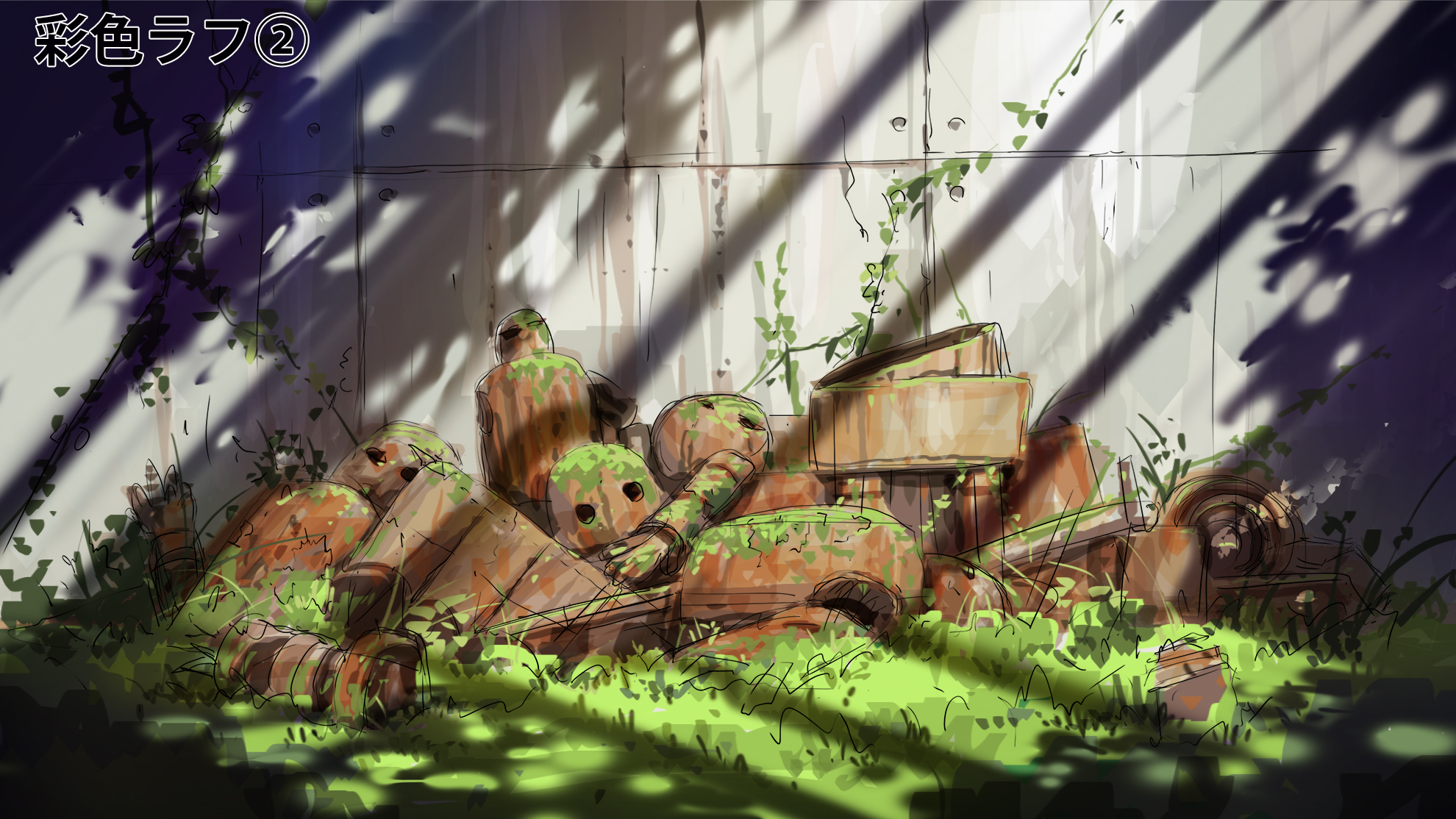 背景の描き方制作工程公開 初心者向け 線画 彩色すべて 画像付